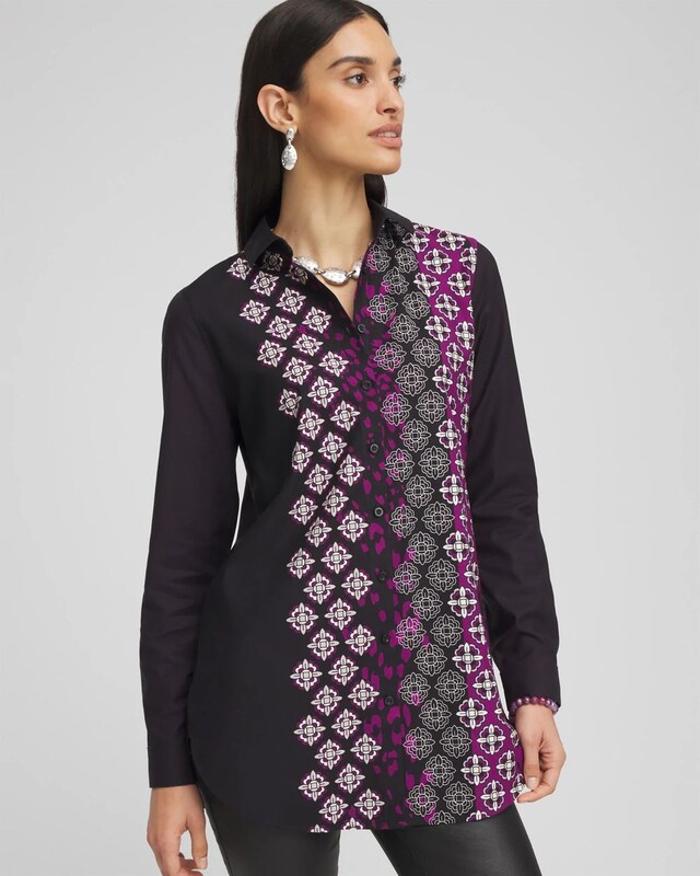 No Iron Medallion Stretch Tunic